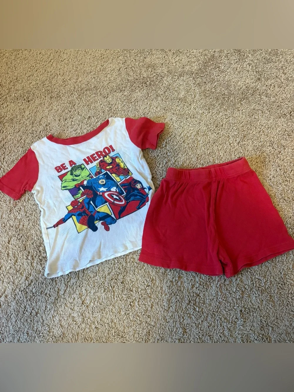 Kids' Red Superhero pajamas Set - Marvel Tee and Shorts size 6